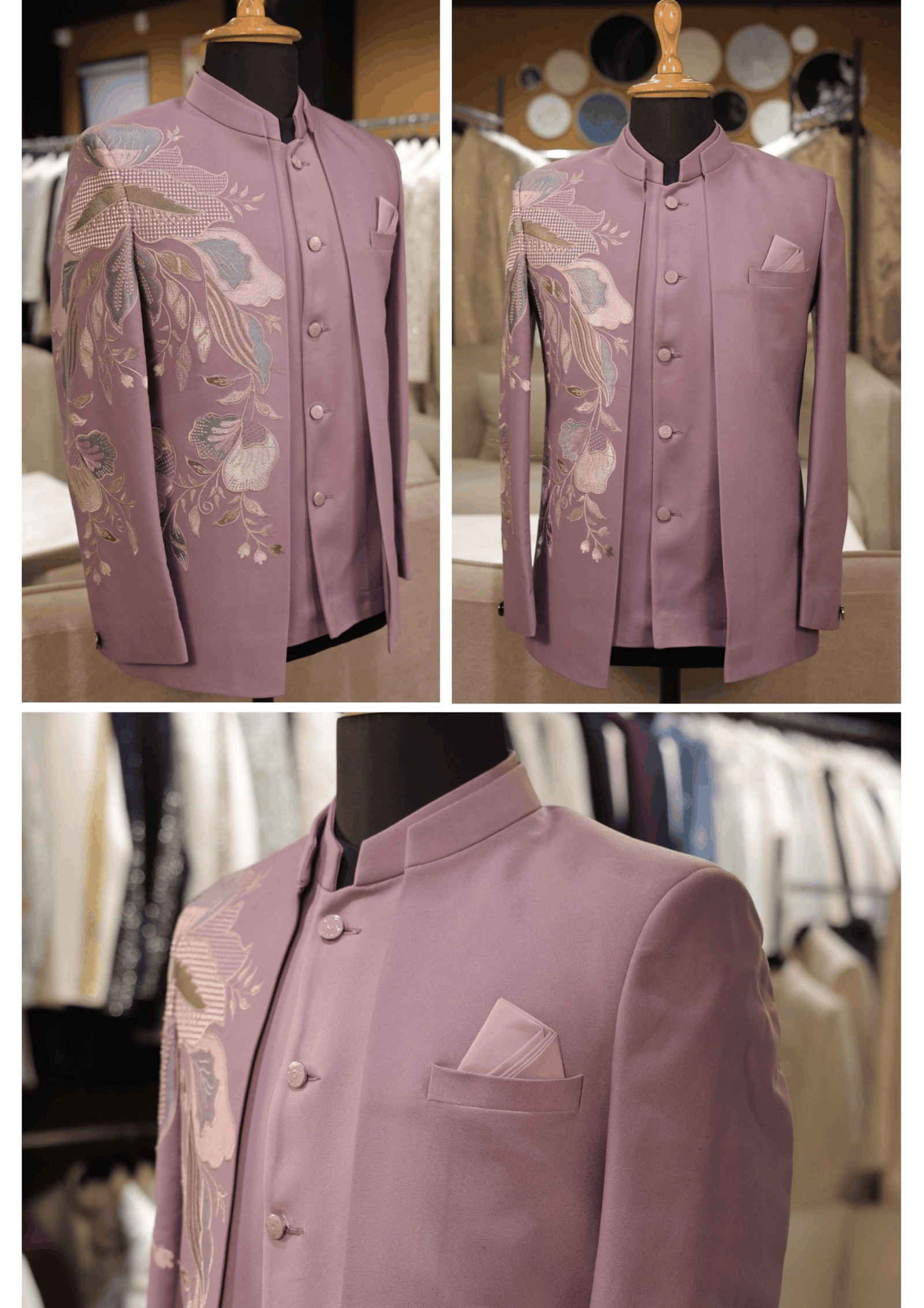 Floral Embroidered Sage Green Indo-Western