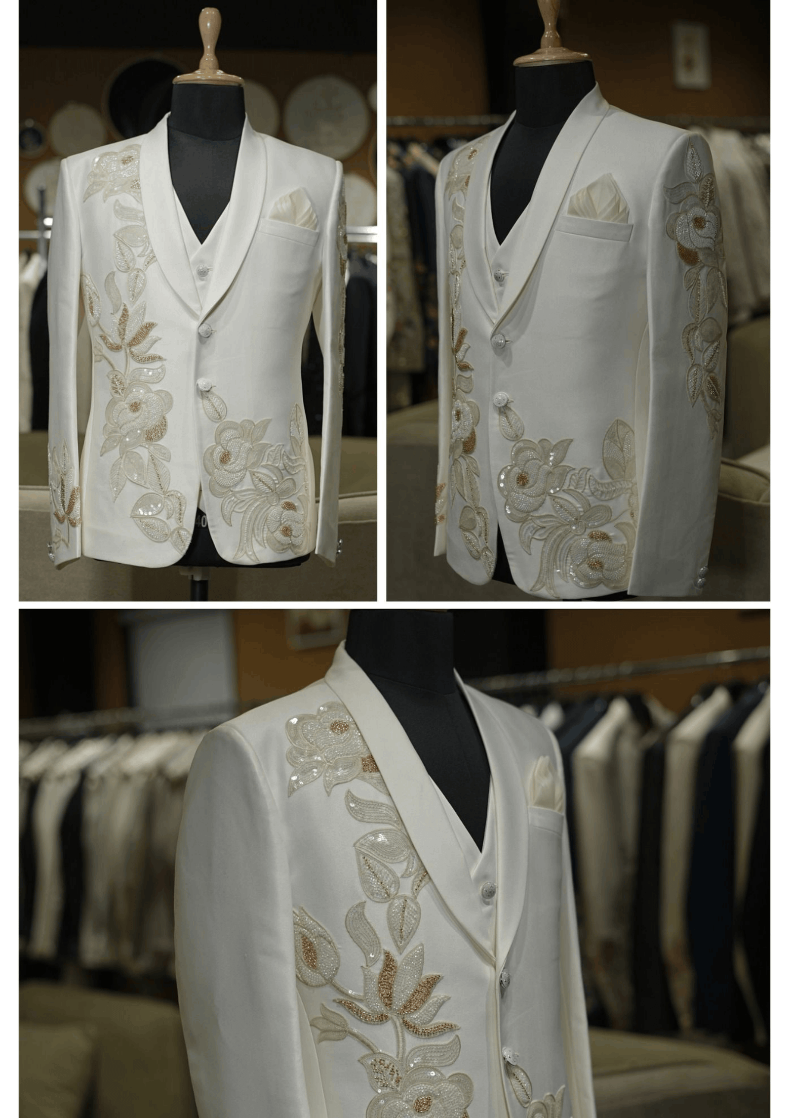 Ivory Floral Embroidered Blazer